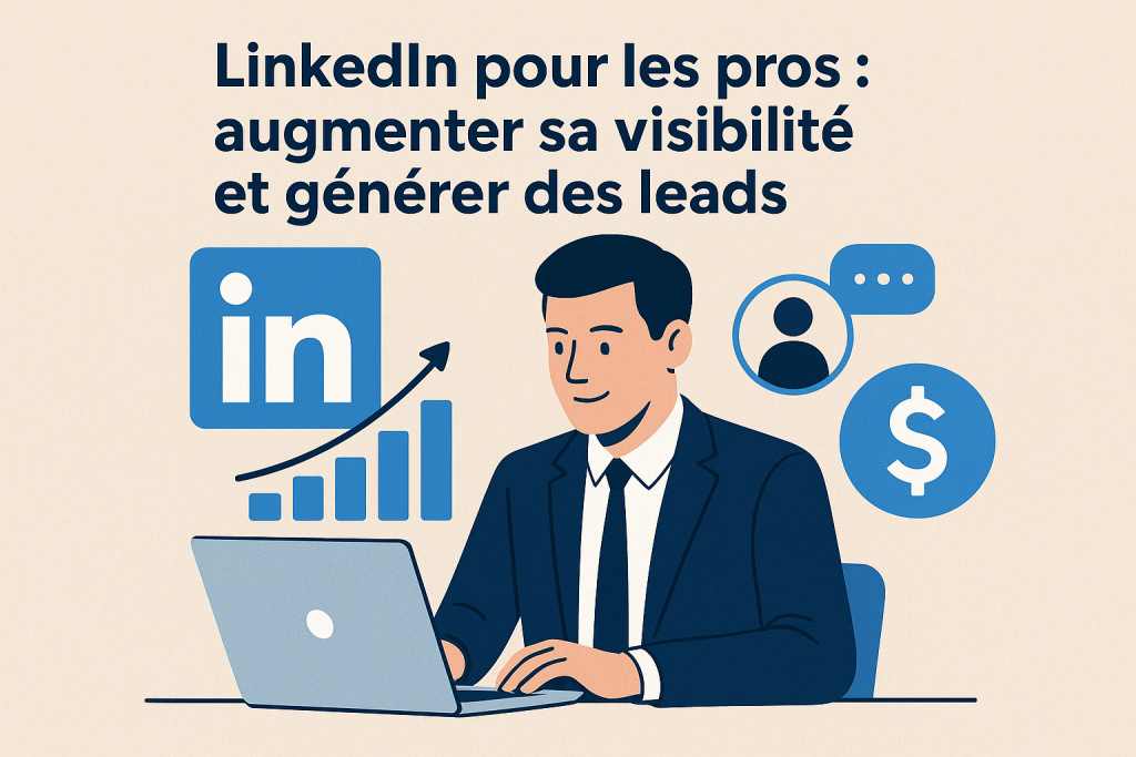Illustration LinkedIn pour les pros : augmenter sa visibilité et générer des leads