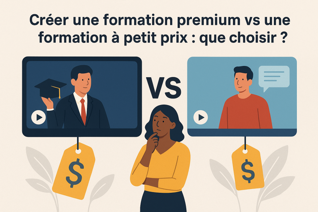 Illustration Créer une formation premium vs une formation à petit prix