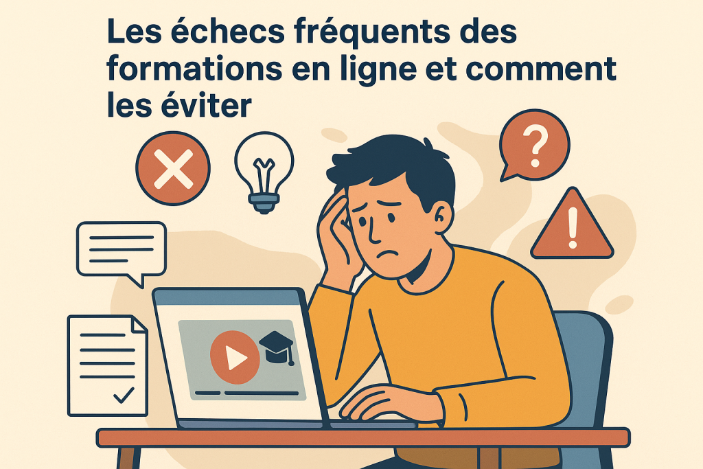 Illustration Les échecs fréquents des formations en ligne et comment les éviter