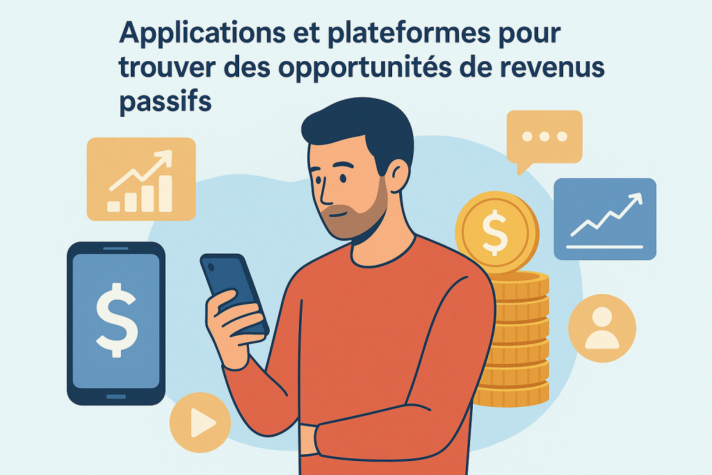 Illustration Applications et plateformes pour trouver des opportunités de revenus passifs