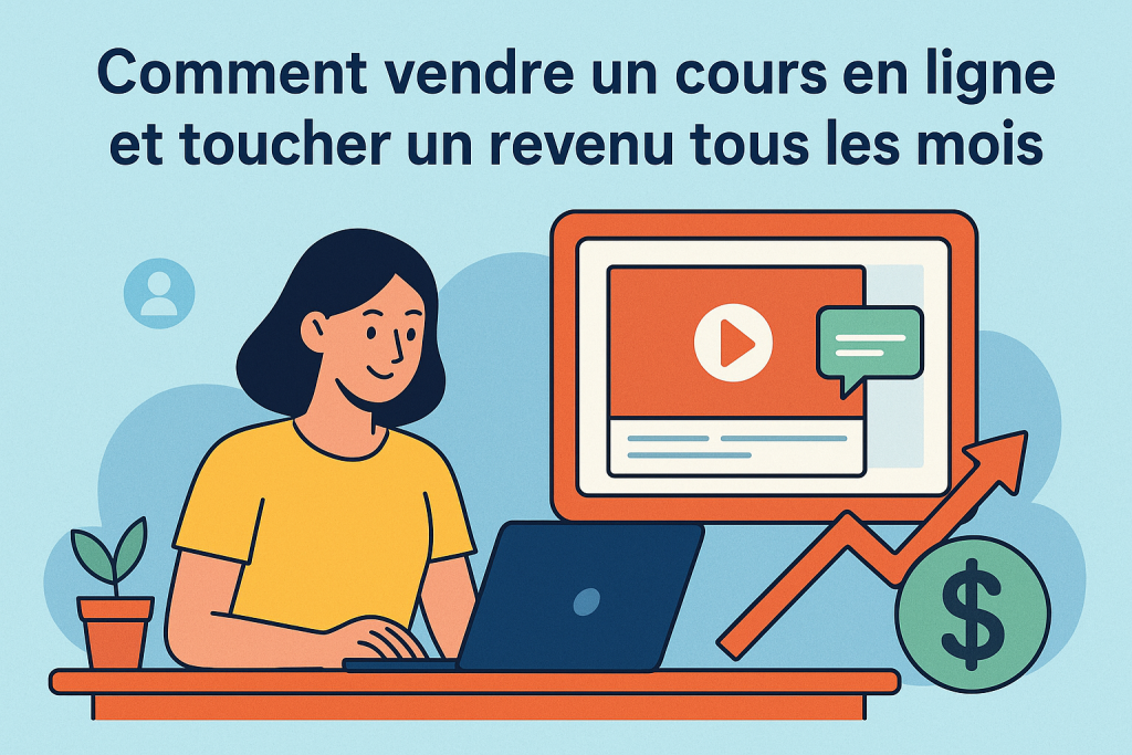 Illustration Comment vendre un cours en ligne et toucher un revenu tous les mois