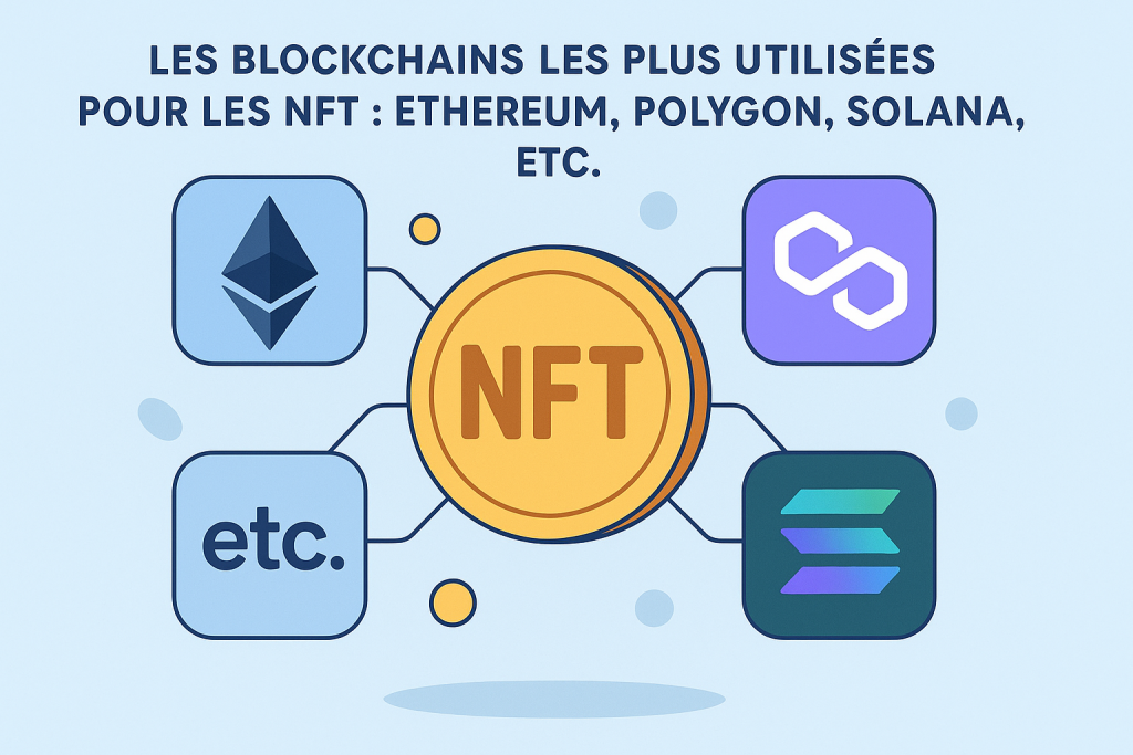 Illustration Les blockchains les plus utilisées pour les NFT : Ethereum, Polygon, Solana, Tezos et plus encore