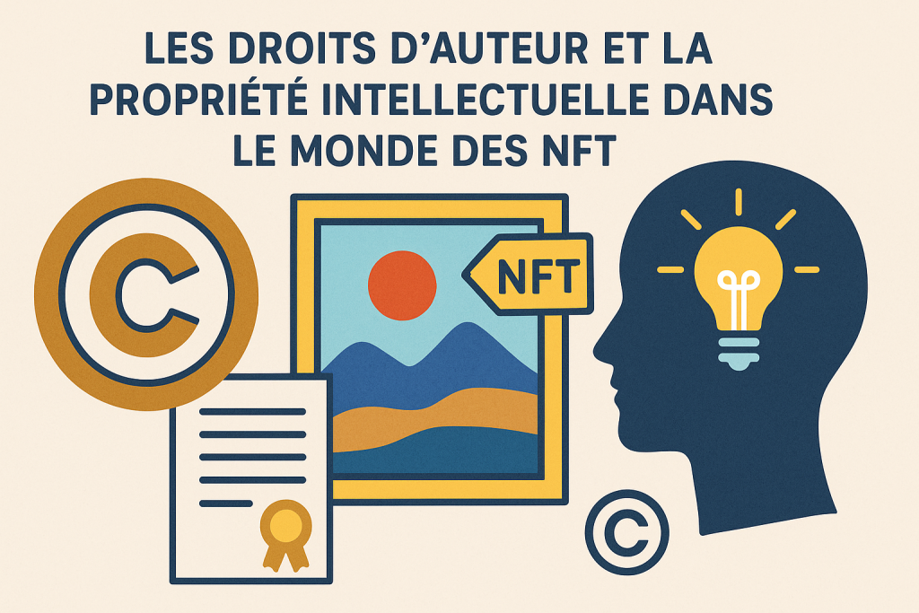 Illustration Les droits d’auteur et la propriété intellectuelle dans le monde des NFT