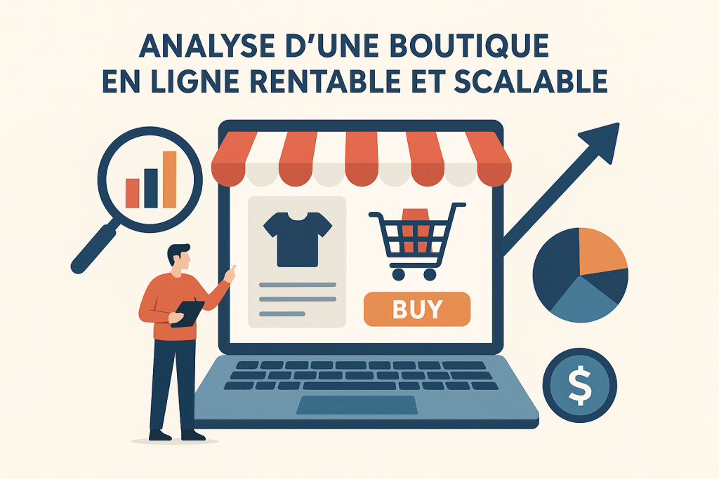 Illustration Analyse d’une boutique en ligne rentable et scalable