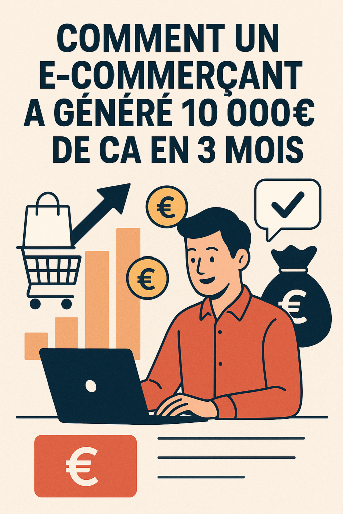 Illustration E-commerçant a généré 10 000 € de chiffre d’affaires en seulement 3 mois