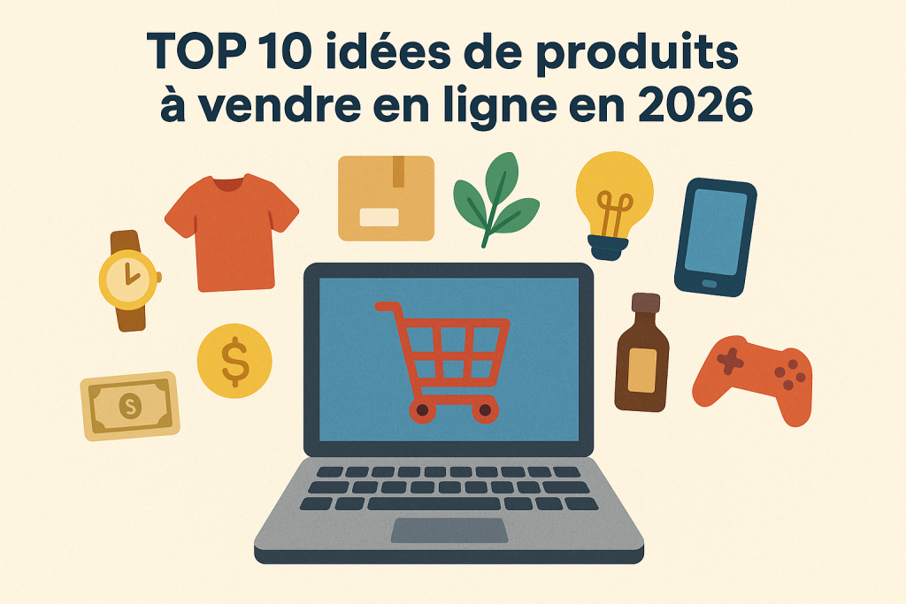 Illustration Top 10 idées de produits à vendre en ligne en 2026