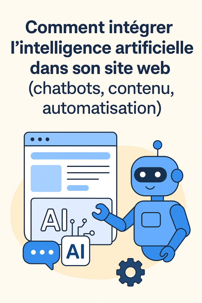 Illustration d'un site Web avec un robot IA.