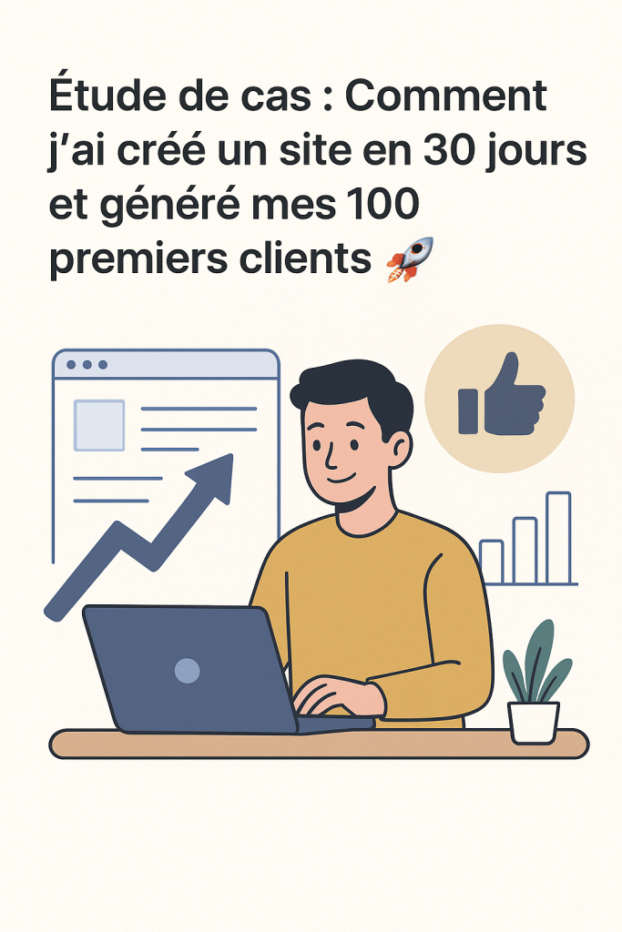 Illustration d'un site créé en 30 jours et qui généré 100 premiers clients