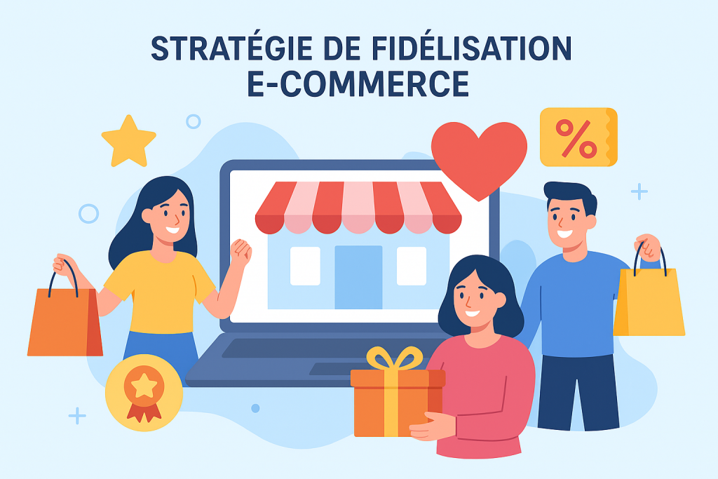 Illustration de fidélisation de clients e-commerce.