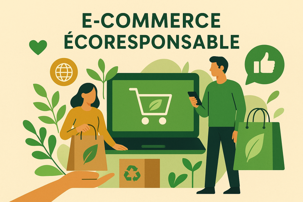 Illustration e-commerce écoresponsable.
