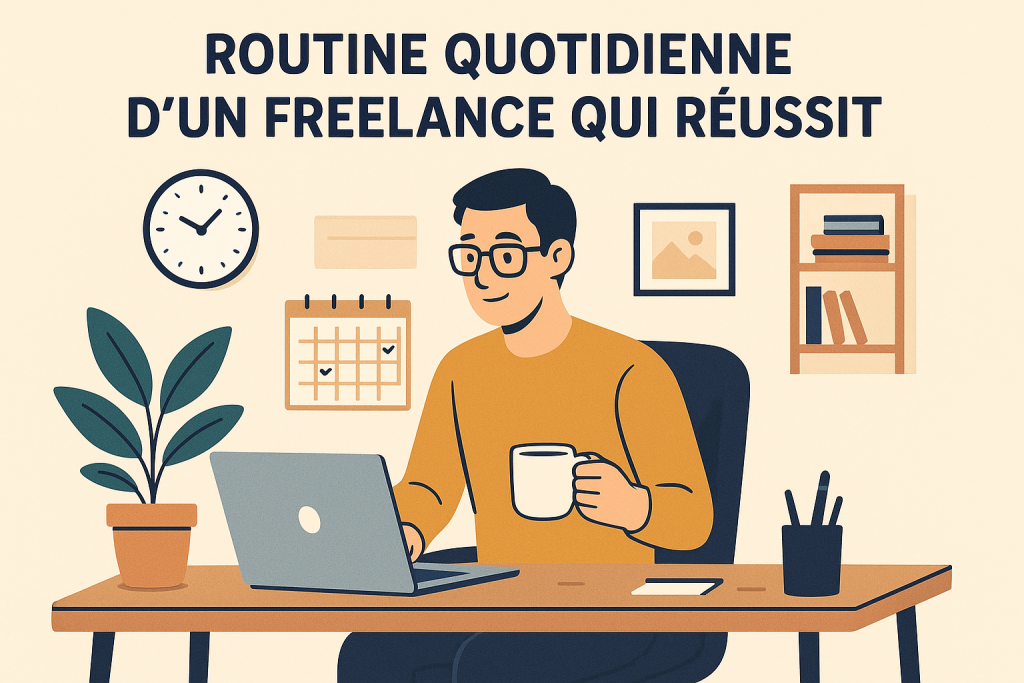 Illustration routine quotidienne d'un freelance