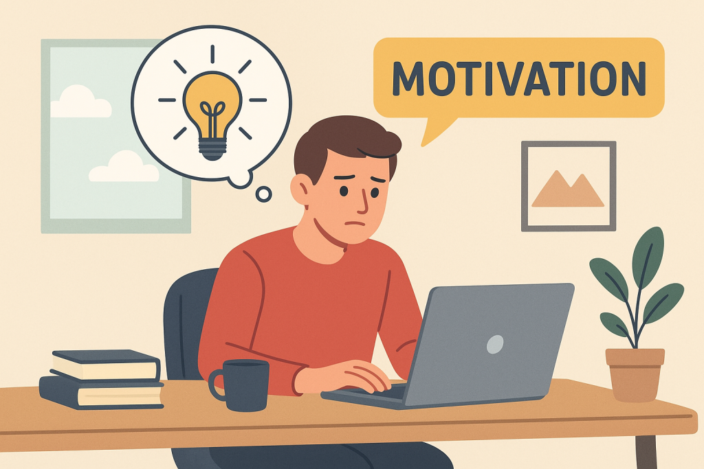 Illustration rester motivé quand on travaille seul