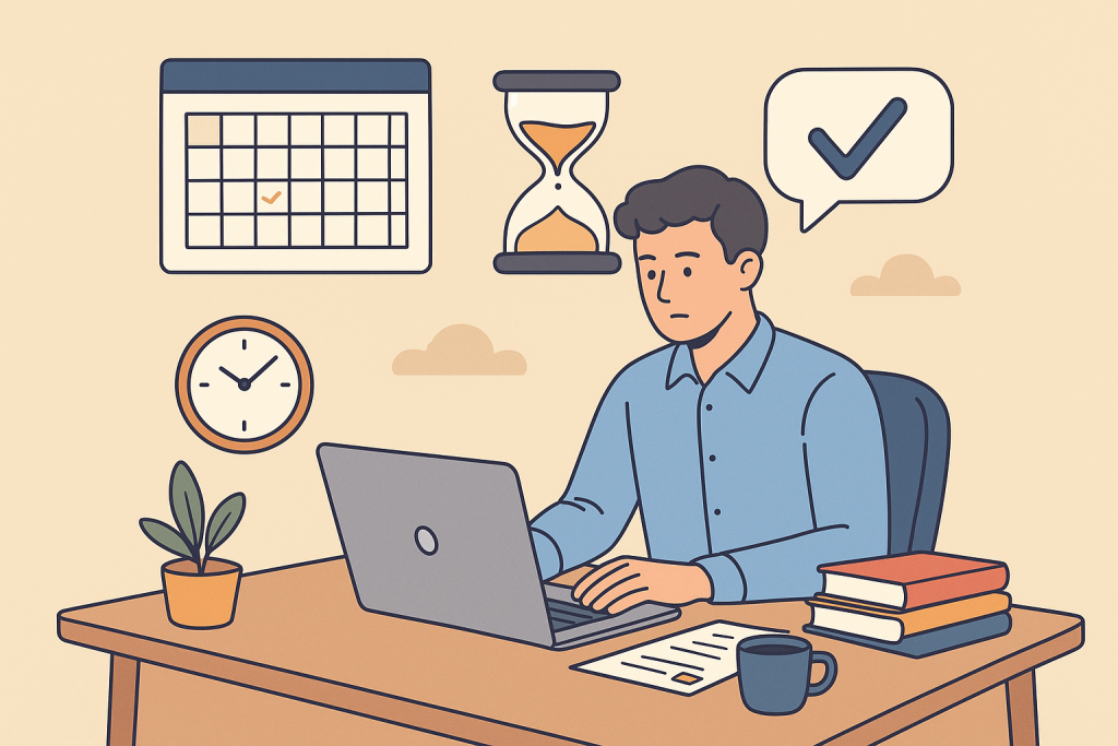 Illustration d'une personne travaillant seule.