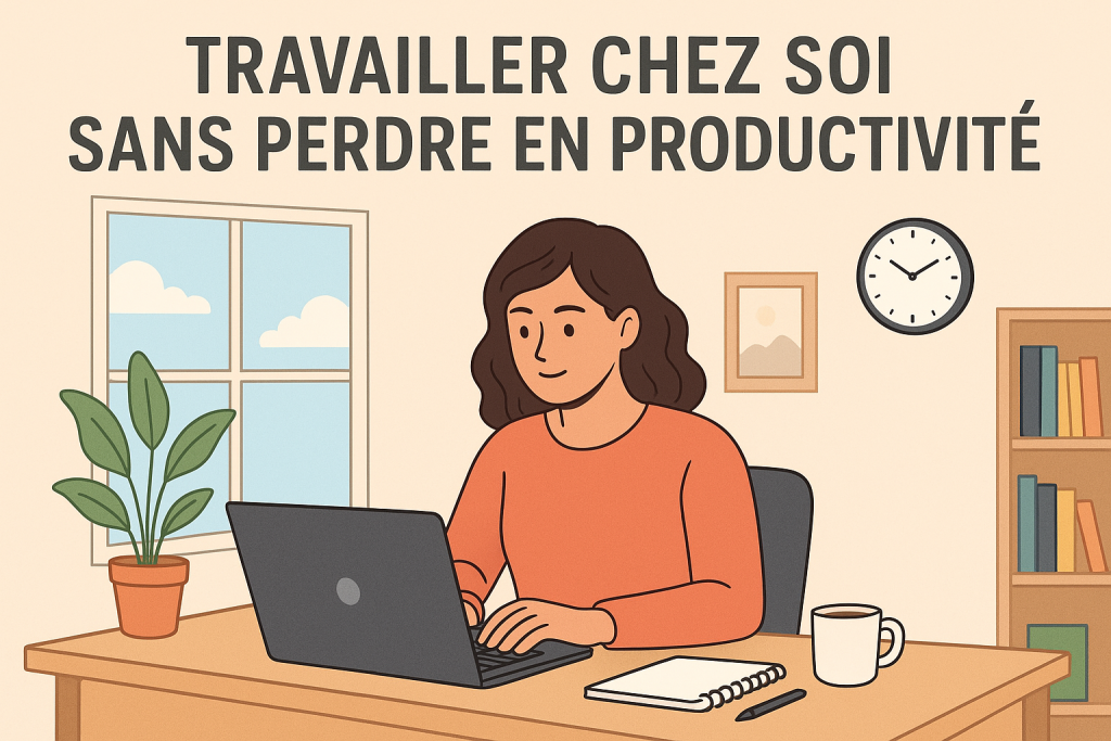 Illustration d'une personne travaillant chez soi.
